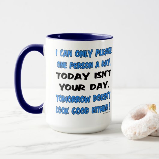 Ik kan slechts één persoon per dag Humor Mok (Met donut)