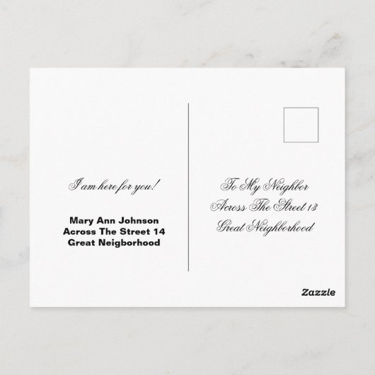 Ik kan SOS van de Hulp van het Nabuurschap helpen Briefkaart (Achterkant)