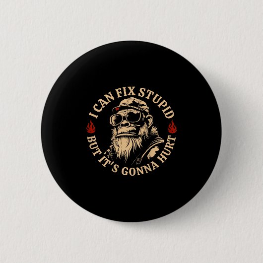 Ik kan Stud repareren, maar het gaat Monkey Funny Ronde Button 5,7 Cm (Voorkant)