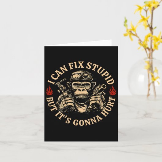 Ik Kan Stud Repareren Maar Het Zal Pijn Doen Aap G Kaart (Gele Bloem)