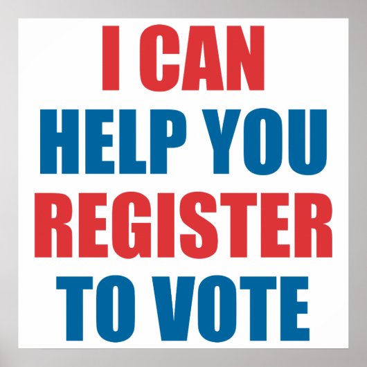 IK KAN U HELPEN U TE REGISTREREN OM TE STEMMEN. POSTER (Voorkant)