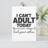 Ik kan vandaag niet volwassen worden, morgen ziet  bedankkaart (Staand voorkant)