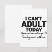 Ik kan vandaag niet volwassen worden, morgen ziet  bedankkaart (Voorkant / Achterkant)