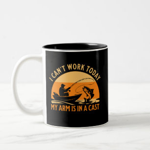 Ik kan vandaag niet werken, mijn arm zit in het gi tweekleurige koffiemok