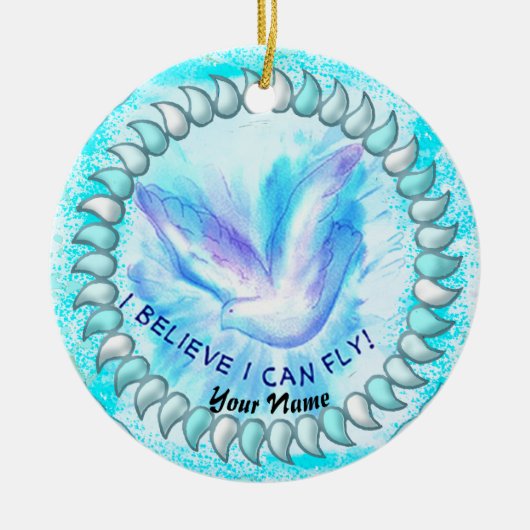 Ik kan vliegen Christelijk Keramisch Ornament (Voorkant)