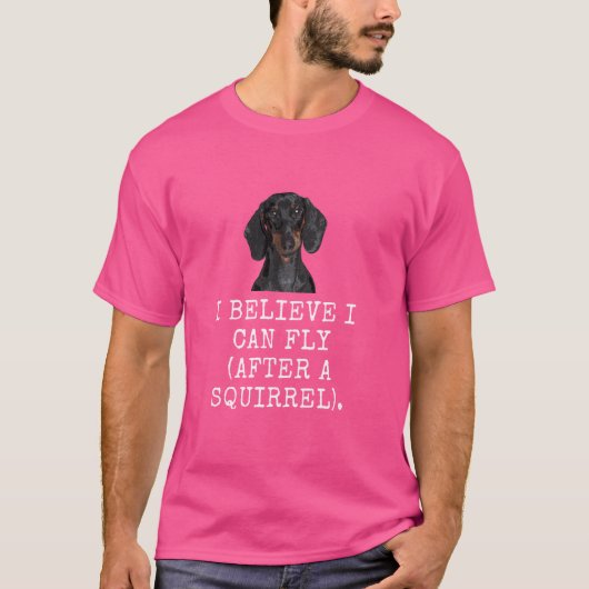Ik kan vliegen (na een eekhoorn). grappige hond t-shirt (Voorkant)