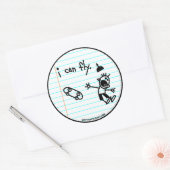 Ik kan vliegen. ronde sticker (Envelop)
