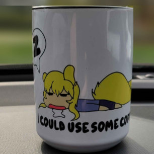 Ik kan wel wat koffie gebruiken tweekleurige koffiemok