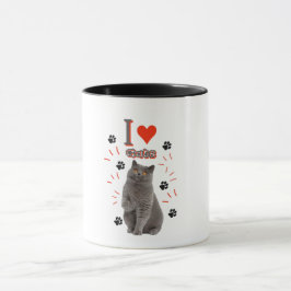 Ik ❤️ Katten – Cute Kat & Pootafdruk Ontwerp Mok