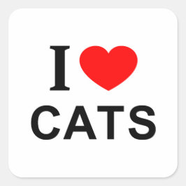 Ik ❤️ KATTEN Ik HOU VAN KATTEN Ik HART KATTEN VIER Vierkante Sticker