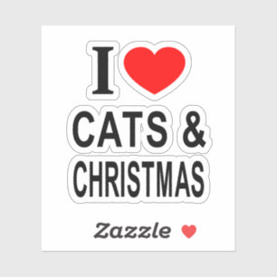 Ik ❤️ KATTEN & KERST Ik HOU VAN KATTEN & KERST Vin Sticker