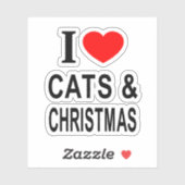 IK ❤️ KATTEN & KERSTMIS IK HOU VAN KATTEN & KERSTV STICKER (Vel)