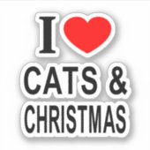 IK ❤️ KATTEN & KERSTMIS IK HOU VAN KATTEN & KERSTV STICKER (Voorkant)
