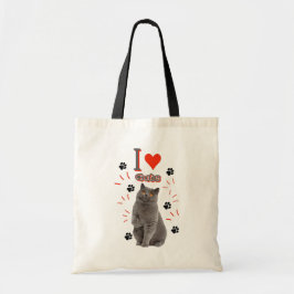 Ik ❤️ Katten – Mooie Kat & Pootafdruk Ontwerp Tote Bag