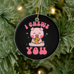 Ik kauw je pizza keramisch ornament