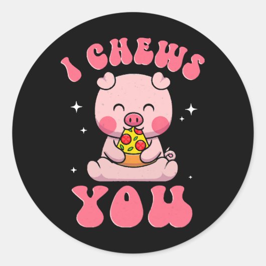 Ik Kauw Je Pizza Ronde Sticker (Voorkant)
