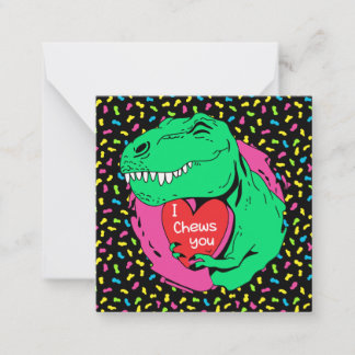 Ik kauw jou Trex Dinosaur Klassikale Valentijnskaa Notitiekaartje