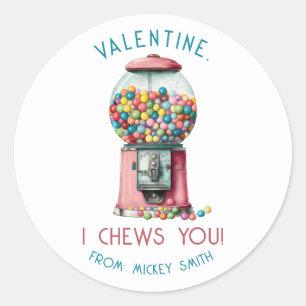 Ik kauw op je, Valentijn! Gumball Machine Valentij Ronde Sticker