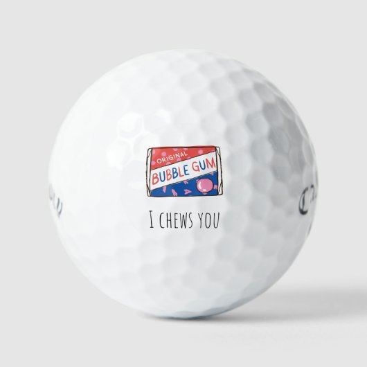 'Ik kauw op jou' Bubble Gum Grappig Romantisch Won Golfballen (Voorkant)