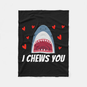 Ik kauwt je grappig Valentijnsdag haai paar Kinder Fleece Deken