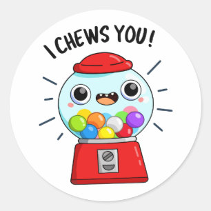 Ik kauwt je grappige Gumball Machine Pun Ronde Sticker