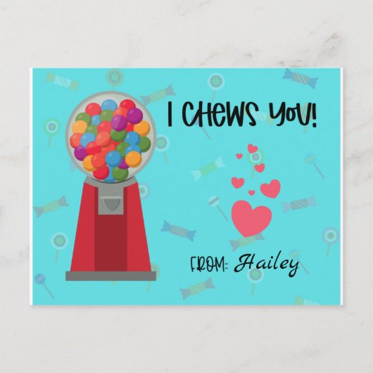 Ik kauwt je Gumball Valentijnsdag Kaart (Voorkant)