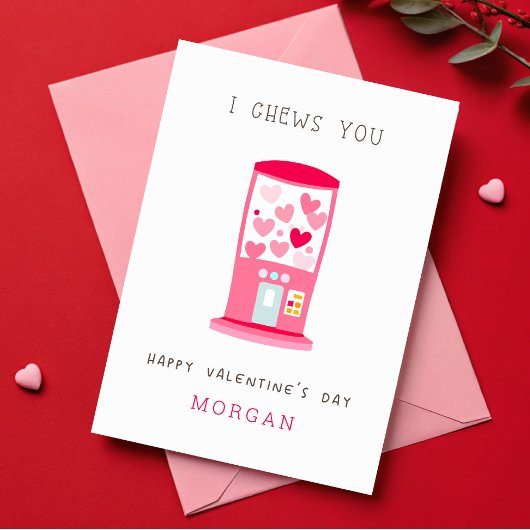 Ik kauwt op je Bubble Gum Classroom Valentijnsdag Kaart