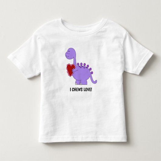 Ik kauwt op liefde! Schattigee dinosaurus w / hart Kinder Shirts (Voorkant)