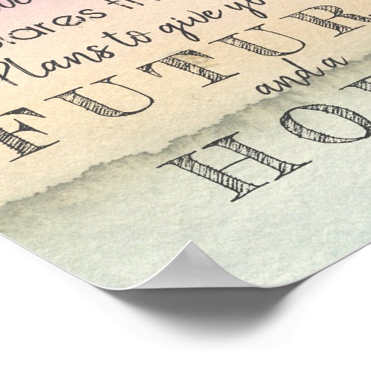 Ik ken de plannen Jeremiah 29:11 Pastel Waterverf Poster (Hoek)