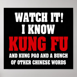 Ik ken Know Kung Fu en Kung Pao - Funny Martial Ar Poster