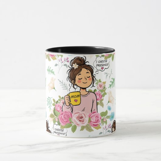 Ik Kies Aanwezigheid Mindful Moeder Bloemmotief Mok (Midden)