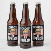 Ik kies de misdadiger Trump 2024 Republikeinse Pat Bier Etiket (Flessen)