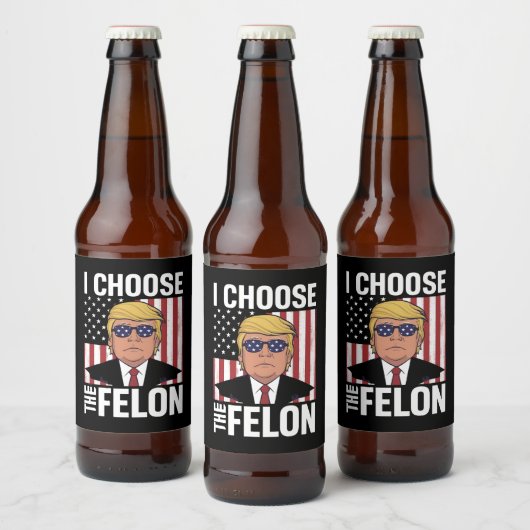 Ik kies de misdadiger Trump 2024 Republikeinse Pat Bier Etiket (Flessen)