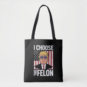 Ik kies de misdadiger Trump 2024 Republikeinse Pat Tote Bag