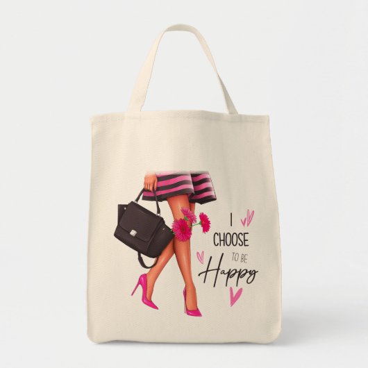 Ik kies ervoor om blij te zijn (lichte huid) Canva Tote Bag (Voorkant)