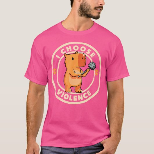 Ik Kies Geweld Grappige Capybara T-shirt (Voorkant)