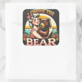 Ik kies het Beer Vierkante Sticker (Tas)
