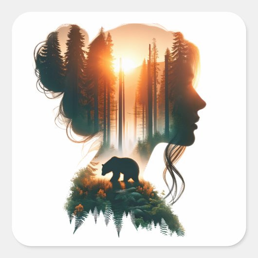 Ik kies het Beer Vierkante Sticker (Voorkant)