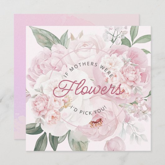 Ik kies je Moederdag Pioen Bloemen Kaart (Voorkant / Achterkant)