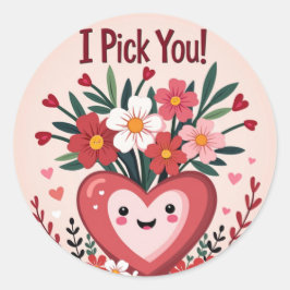 "Ik kies jou!" Boeket van liefde Ronde Sticker