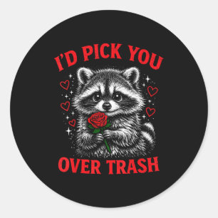 Ik kies jou boven afval grappige valentijnsdag was ronde sticker