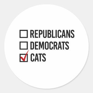 Ik kies katten boven politiek - -  ronde sticker