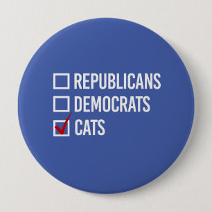 Ik kies katten boven politiek - wit -  ronde button 4,0 cm