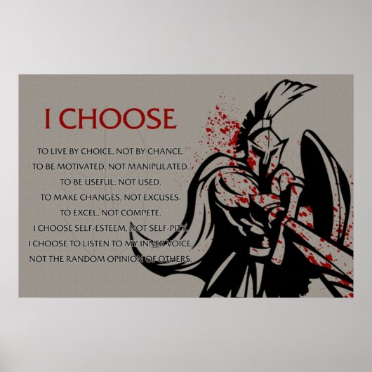Ik kies Motivatie Spartan Poster (Voorkant)