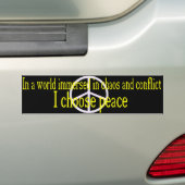 Ik kies Peace Bumpersticker (gele letters) (Op auto)