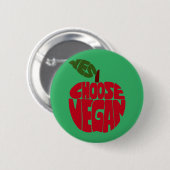 Ik kies Vegan - Apple Typografie Ronde Button 5,7 Cm (Voorkant /achterkant)