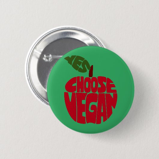 Ik kies Vegan - Apple Typografie Ronde Button 5,7 Cm (Voorkant /achterkant)