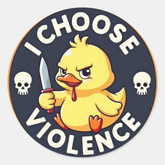 Ik kies voor geweld Angry Duck Ronde Sticker (Voorkant)