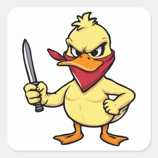 Ik kies voor geweld Funny Angry Duck Vierkante Sticker (Voorkant)