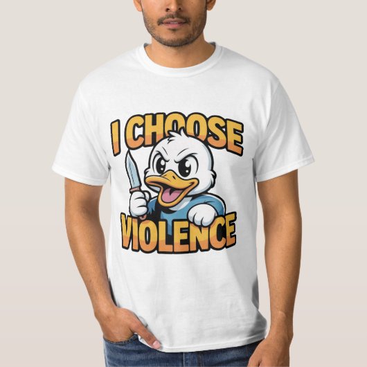 Ik Kies voor Geweld – Grappige Boze Eend Meme Over T-shirt (Voorkant)